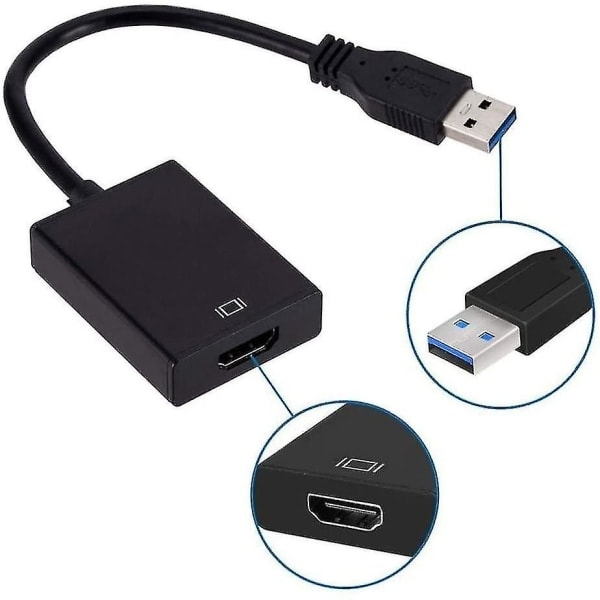 USB-HDMI-sovitin, USB 3.0/2.0 - HDMI 1080p videokuva-kaapeli