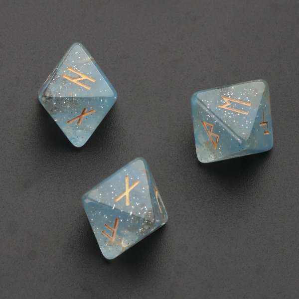 3 stk. Resin terningsett 8-sidet rune terning Resin assortert polyhedral terningsett Polyhedral spådom bordplate terning Blue 0.02