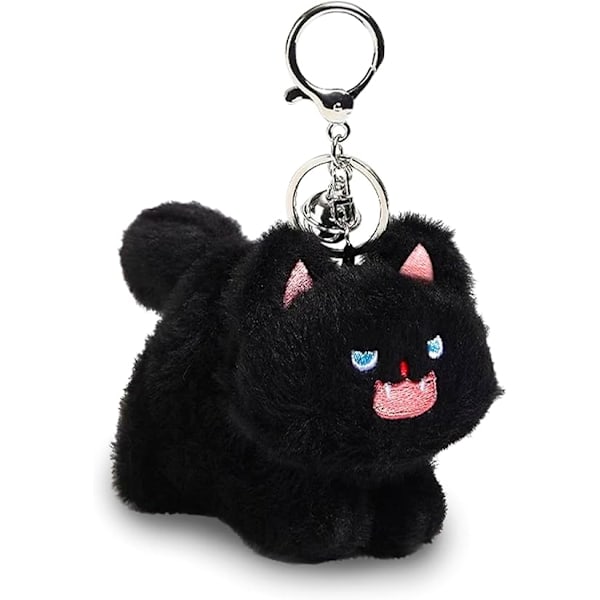 Kat Nøglering Sort Kat Gave Plys Blød Nøglering Sort Kat Fyldt Dyr Rygsæks Tilbehør Taske Charms Kat Gave Til Kvinder Kat Mødre Sjov Kawaii