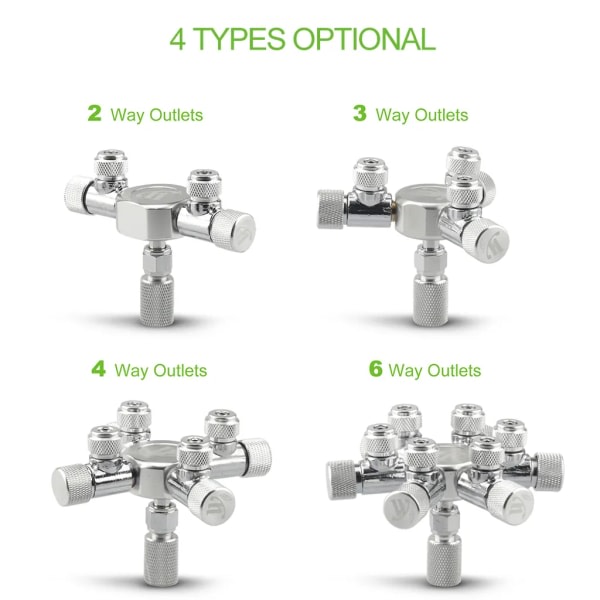 Akvarium CO2 Splitter Regulator med Split Needle Trimmer Valve for CO2 Regulator med 3-veis uttak