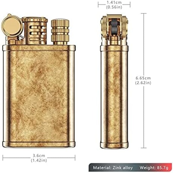 Benzin lighter, antik lighter, genopfyldelig petroleum lighter, retro design, to måder at tænde på (sælges uden benzin)