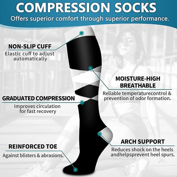 6 st Unisex kompressionsstrumpor Loop - Sport Gym Socks