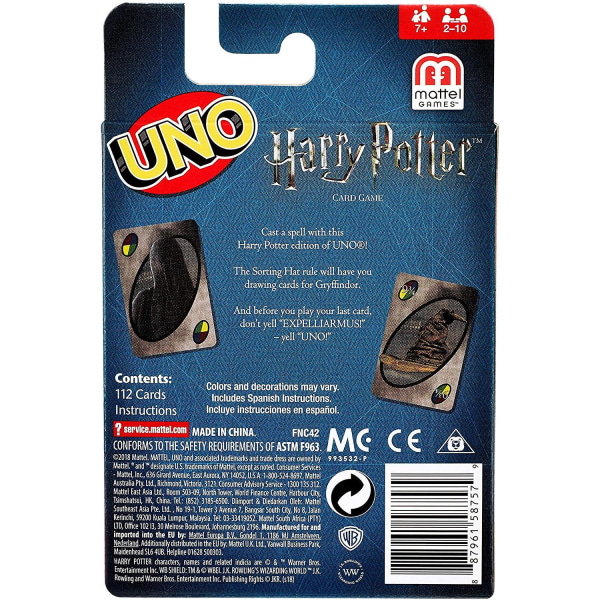 Mattel Uno Spill Harry Potter Familie Morsomt underholdning Brettspill Morsomt Spillekort Gaveeske Uno Kortspill