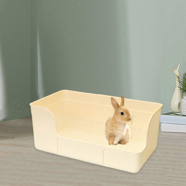 Kanintoalett, rektangulær, tilbehør til dyretoalett Beige