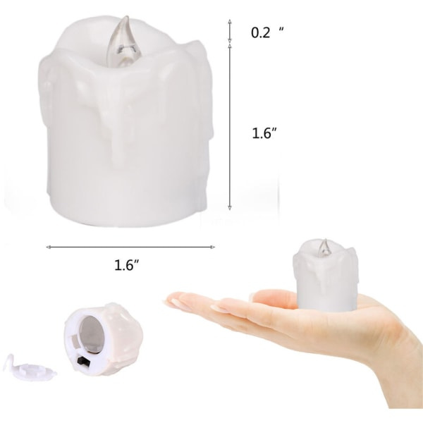 12 x LED-ljus med timer, batteridrivna flamlösa ljus, realistiska LED-varma ljus för dekoration, inomhus, utomhus, bröllop, jul, fest