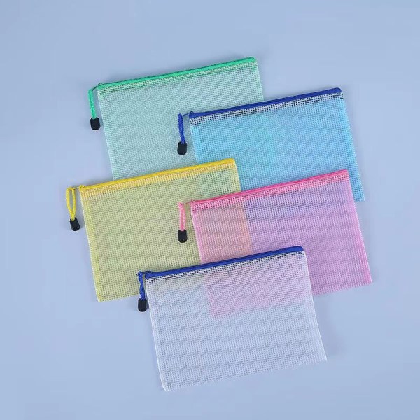 10 st A5 Plastfick, Zip-påsar A5 Nät Dokumentmapp för Filförvaring, Skola