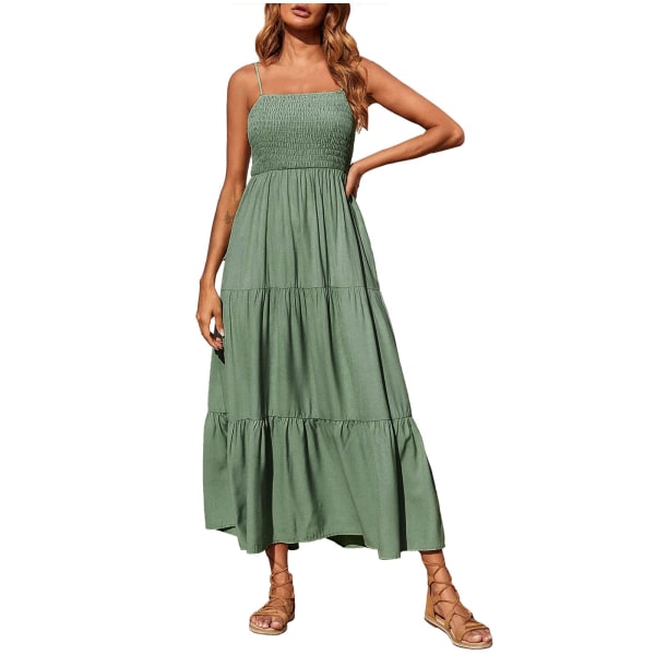 Sommerkjoler til kvinder UK Udsalg Fest Elegant Bohemian Off Shoulder Løs Kortærmet A-Linje Ensfarvet Maxi Lang Kjole Dame Maxi Kjoler