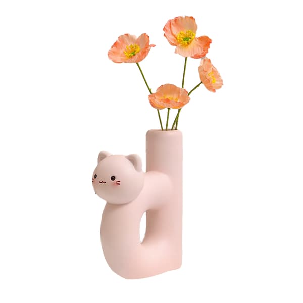(Rörformad kattblomvas B-rosa) 1 st katt söt brevvas ornament rörformad kattvas