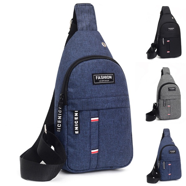 Menn Small Crossbody Skuldervesker med Hodetelefonhull Bryst Bag Pack Sling Handbag Outdoor Travel Sport Blue