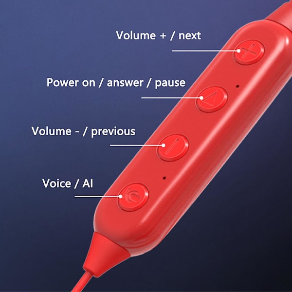 Bluetooth-kuulokkeet, kaulanauha, langattomat nappikuulokkeet, urheilukuulokkeet korvaan - Punainen