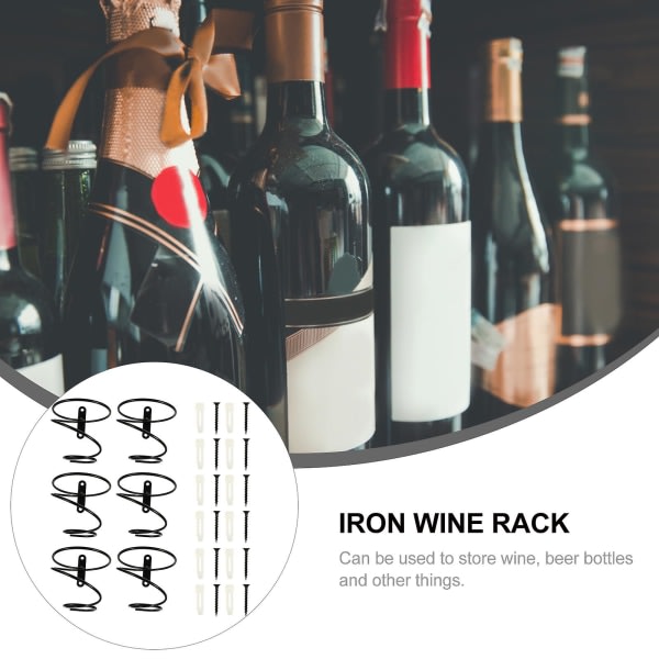 6 enkeltflasker Vægmonterede vinreoler Creative Storage Vinreol (sort) (12x6cm, sort)