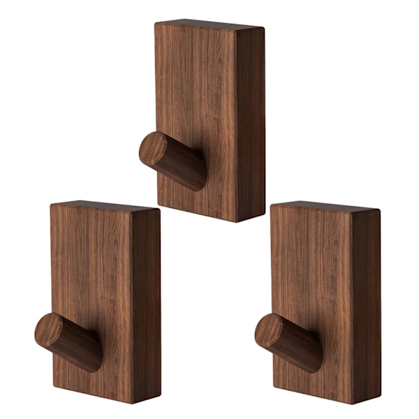 Väggkrok i trä Kraftig Dörrkrok Multifunktionell Hatthängare för Hemmet Svart Valnöt Black Walnut 3pcs