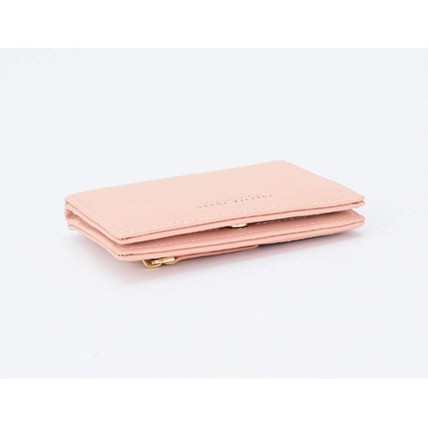 Dam plånböcker liten bifold läder ficka plånbok damer mini kort plånbok (rosa)