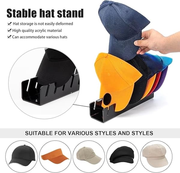 Baseball Cap Organizer Holder 7 Kasketter Sort (W)_xx