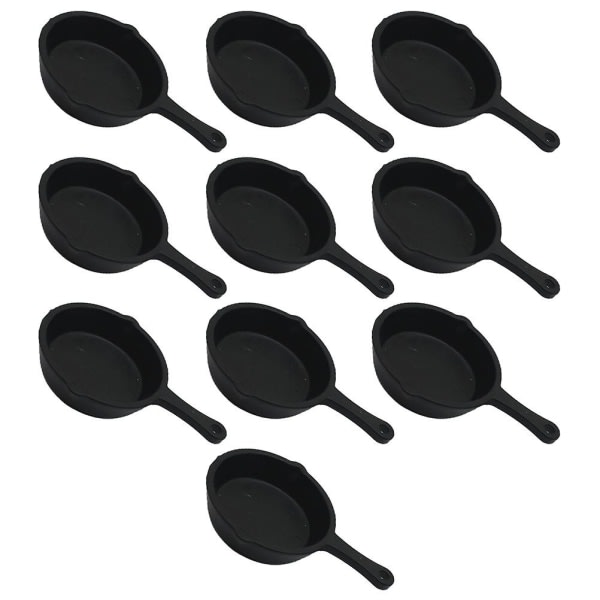 10pcs Mini Frying Pans Simulation Cookware Models Miniature Kitchen Gadgets（0.5X2.2X4CM，Black）