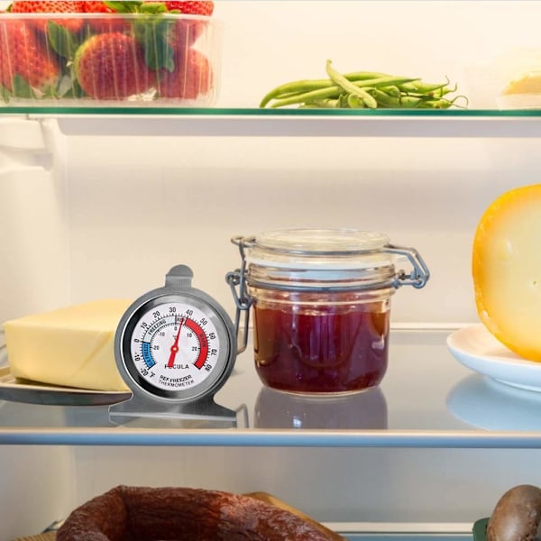 2-pack Kylskåpstermometer, -30~30°C/-20~80°F, Klassisk Analog Termometer med Stor Skala och Röd Indikator för Frys