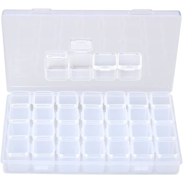 28 Grids Diamond Brodery Box, Diamond förvaringsbox Beads Organizer case för smycken pärlor Örhängen Tool Container Clear (2,3*1,9*2,1 cm)