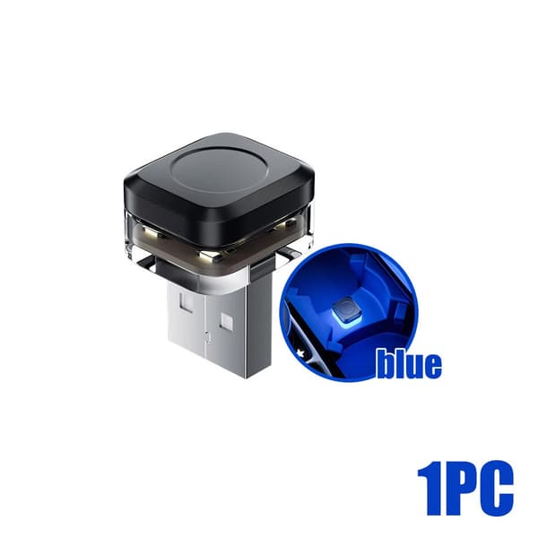 1 x USB Mini LED Lys Bil Interiørtilbehør Neon Ambient Lyspære Blue