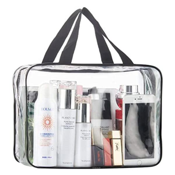 Gennemsigtige Toilettasker, 2 stk Store Opbevaringsmakeuptasker Vandafvisende Transparent Kosmetikposer