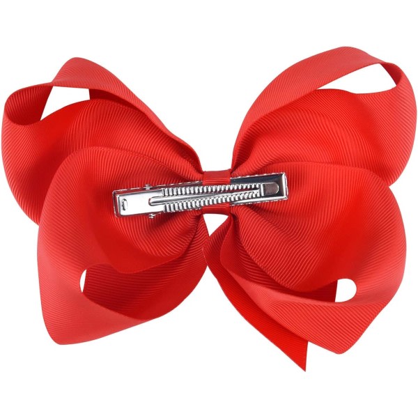 Pcs 6 Inch Large Grosgrain Ribbon Baby Girls Hair Bows Scrunchies School Hair Bobbles for Toddler Teens Girls (Red)