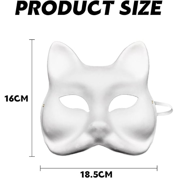 10 stk. DIY Hvide Papirmasker Kattemasker Håndmalede Kattemasker Papirmasker til Maling til Karneval Cosplay Halloweenfest Børn Voksne 10st