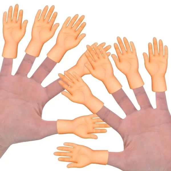 10 pakkausta Mini Finger Hands Kumiset Käsisormenuket - Hauskoja pieniä hahmoja