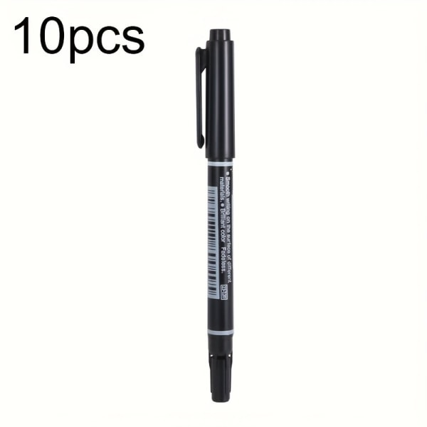 Pysyvä tussi 0,8/2mm kärki kaksoispää vedenpitävä musta sininen punainen kynä opiskelijalle paperi teräs CD lasi kangas väri toimisto koulu tarvikkeet musta Black