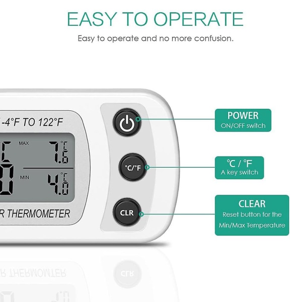 Vanntett kjøleskapstermometer, digitalt fryseroms termometer