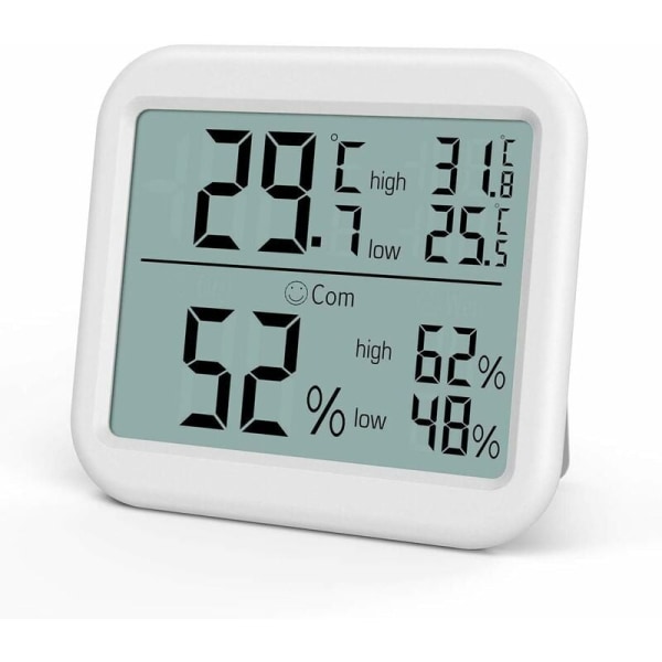 Iso näyttö lämpötilan ja kosteuden tallennus samalla näytöllä Lämpömittari  ja kosteusmittari kotiin ja vauvan huoneeseen valkoinen 353e | Fyndiq