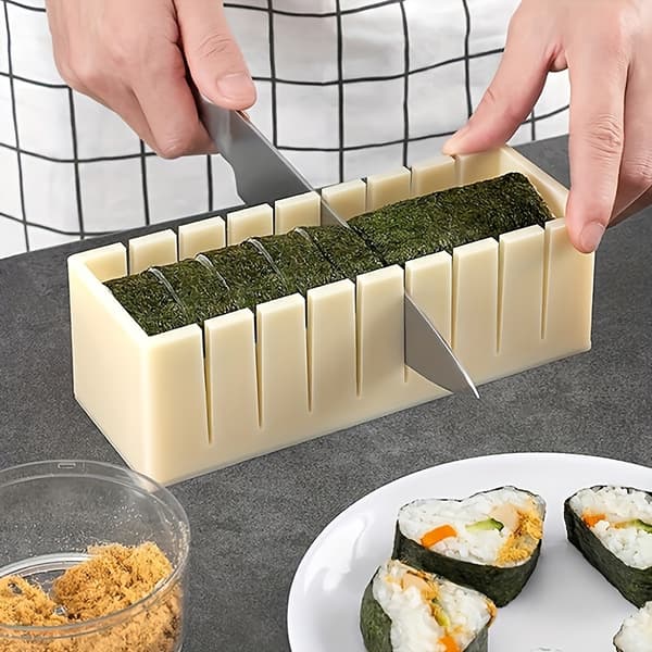 Sushi Formsett, 3-delt Bento-tilbehør i plast og risballmaker, gjenbrukbar Circular