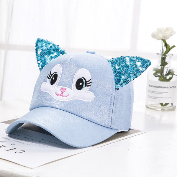 Børn pige tegneserie kat pailletter øre baseball cap Snapback hat til småbørn