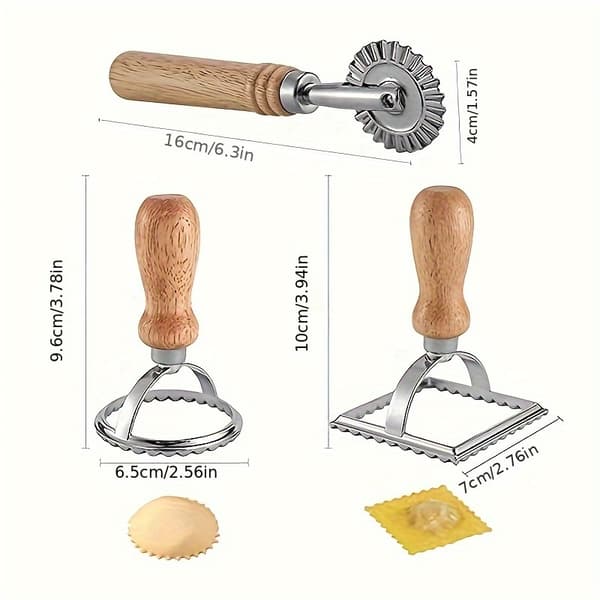 Metall Kakeformsett med Kjevle, 3 stk for Pasta, Dumpling & Paibaking 3pcs