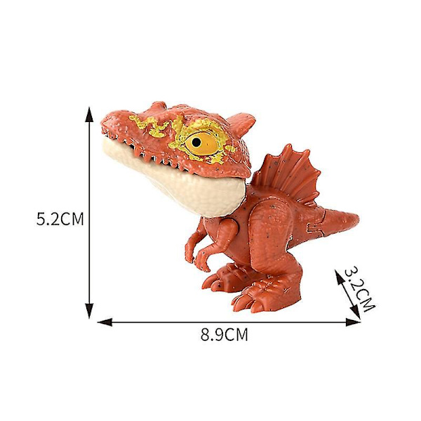 Mini-toimintahahmot Sormien puremat lelut Jurassic Dinosaur Park -reppu riipus Snap Squad T-rex Dino Bite Hand Lapset Pojat Lelut Brown Spinosaurus