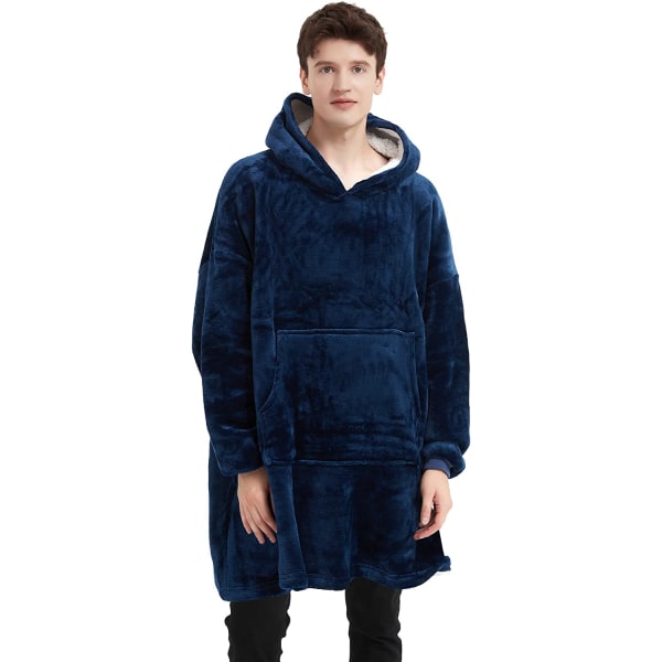 Oversized teppehettegenser, bærbar hettegenser med teppe, myk Sherpa fleece-koselig teppehettegenser for voksne