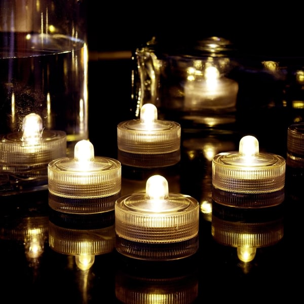 Upotettavat LED-valot Tea Light kynttilä, Mini upotettavat LED-valot Vedenpitävät vedenalaiset LED-valot hääkotiin maljakkofestivaalikoristelu 26kpl
