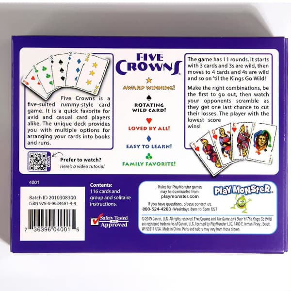 Five Crowns -korttipeli, klassinen hauska perhejuhlapeli, Rommi-tyylinen pokerilautapeli