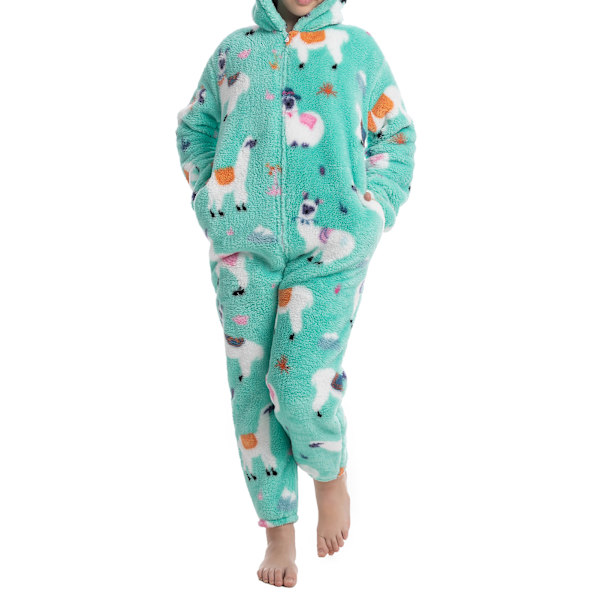 Barnens Fleece En-Delade Pyjamas Med Blixtlås Unisex Mönster Huva Onesie Dräkter För Pojkar Flickor Typ 1 120