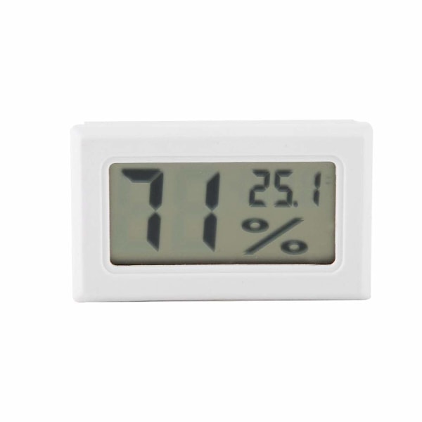 Mini Digital Termometer Hygrometer Måler Sort/hvid (6-pak - Firkant) white Celsius