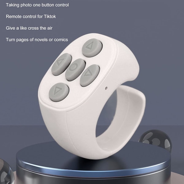 Bluetooth Fjernbetjening Sideskifter, Trådløs Rulning Fjernbetjening, Genopladelig, Ring Design Bluetooth Fjernbetjening White