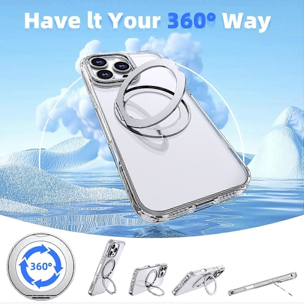 Nytt produkt egnet for Apple 16ProMax mobiltelefonveske magnetisk rotasjon gjennomsiktig brakett iPhone16 svart veske svart black iPhone16