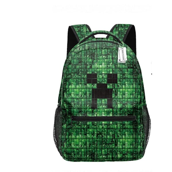 Compatible Minecraft Backpack For Boys | Black School Backpack For Kids | Green Creeper Zombie Skeleton Enderman & Cave Spider R