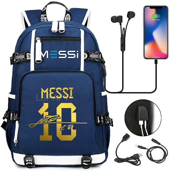 18\" Messi -reppu Musta Vedenkestävä 27