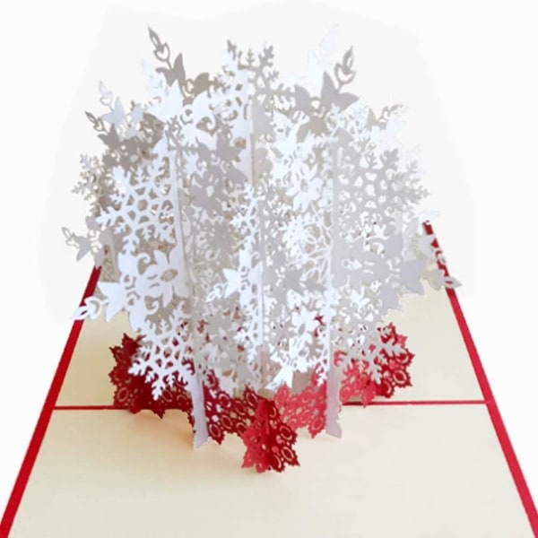 3D joulutervehdyskortti Pop Up Joulukortti Kaunis 3D lumihiutalekortti Stereoskooppinen onnittelukortti Joulutervehdyskortti vaimolle, tytöille, Hu