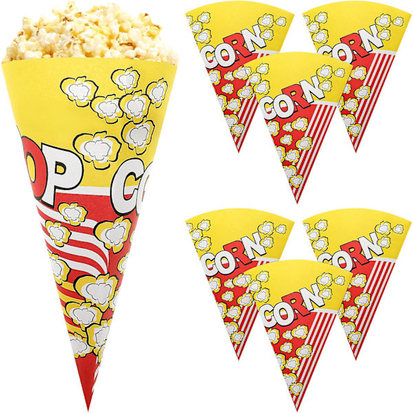 100 stk. Popcorn Papirposer med Koniske Spidser Kegleformede Slikposer til Popcorn Slik