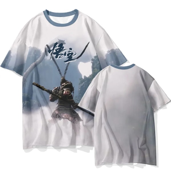 Svart Myth Wukong spel kringutrustning lös snabb torkning kortärmad T-shirt Monkey King sommar mode kläder för män och kvinnor 2XL