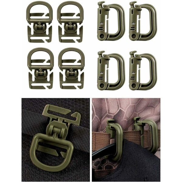 Militærgrøn taktisk gear Clip-rembeslag til taske ?? Tilbage Tactical Vest Molle Nøglering D-Ring Lock Water Tube Web Clip