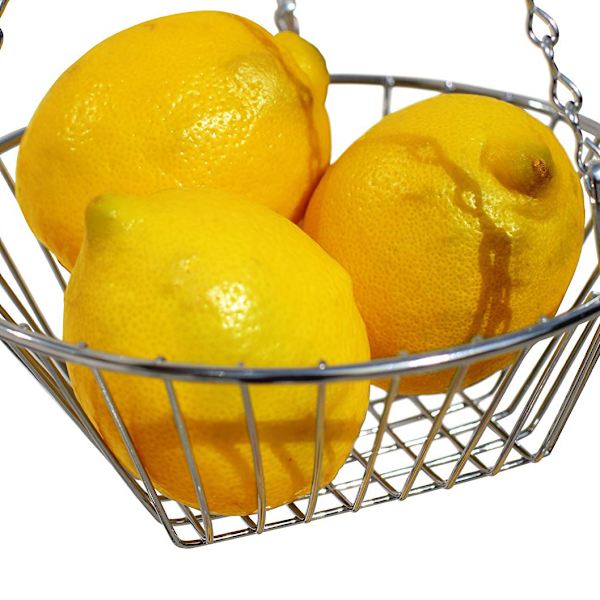 Trettig trådkorgar i krom, enkel hushållsartiklar, justerbar metallhängande fruktkorg, korg hängande frukt