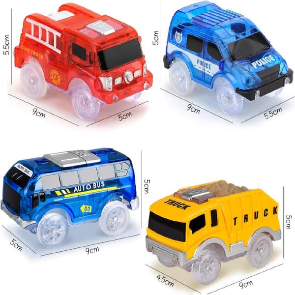 4-pakning lekebiler med 5 LED-lys Packaging 2