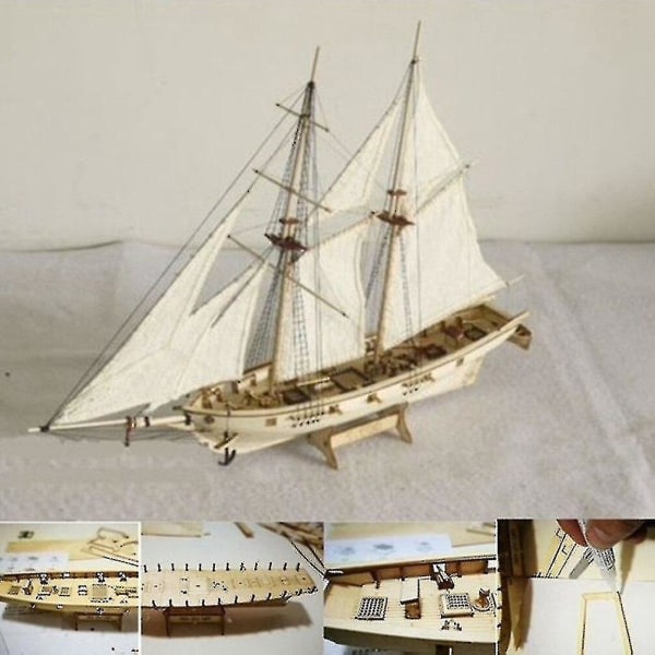 Set Assembly Building Kits Ship Model Wooden Sailboat Toys Sail Model Assembled Wood Kit Wood Crafts