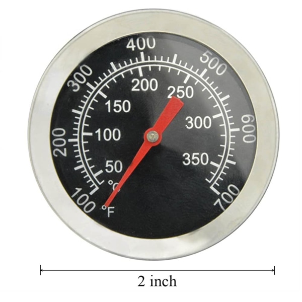 BBQ Grill kol rökare termometer, 52 mm rostfritt stål pizzaugn termometer, BBQ reservdelar